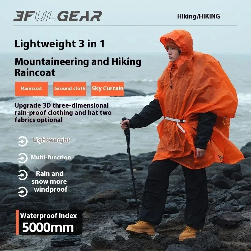 Waterproof Tarp Shelter - 3F UL GEAR Multifunctional Raincoat Ultralight
