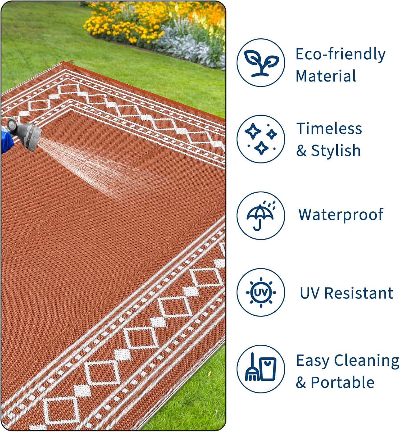 8x10 Waterproof Reversible Pla - Outdoor Camping Rugs 8X10 ulasan dan harga